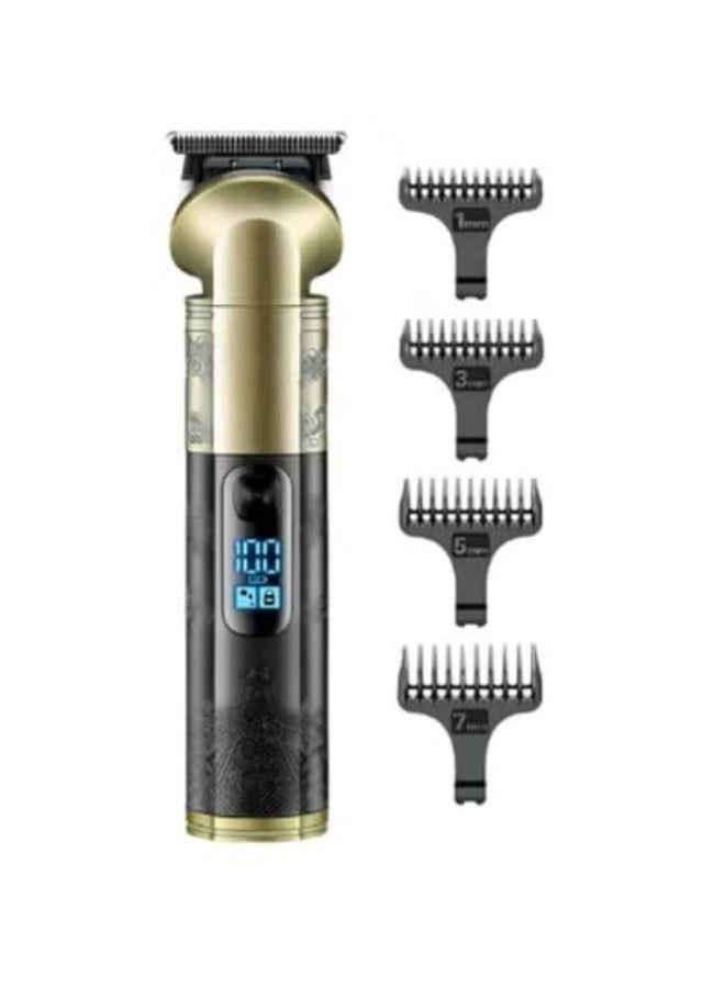 ماكينة حلاقة كهربائية احترافية مزودة بشاشة رقمية وقاعدة شحن وشفرات دقيقة قابلة للتعديل للحلاقة والتشذيب 296 - Image 4